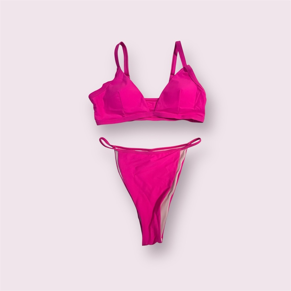 Hot pink high waisted swim suit